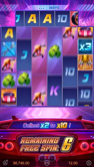 Speed Winner Free Spins active screen showing orange REMAINING FREE SPIN counter and multiplier symbols on the grid